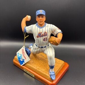 Baseball Player Figurine in Blue and White Uniform